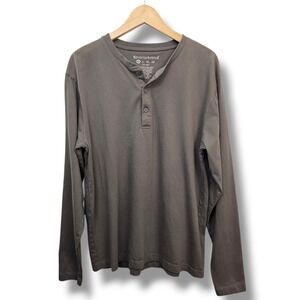 Seventh Avenue Henley Shirt Mens Long Sleeve Gray Size XL Cotton Casual Layering